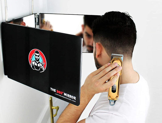 The 360 Mirror - 3 Way Mirror for Self Hair Cutting - Adjustable Trifold Barber Mirror to Cut Your Own Hair - Tri Fold Self Haircut System for Men and Women Braiding - Three Sided Mirror for Haircuts