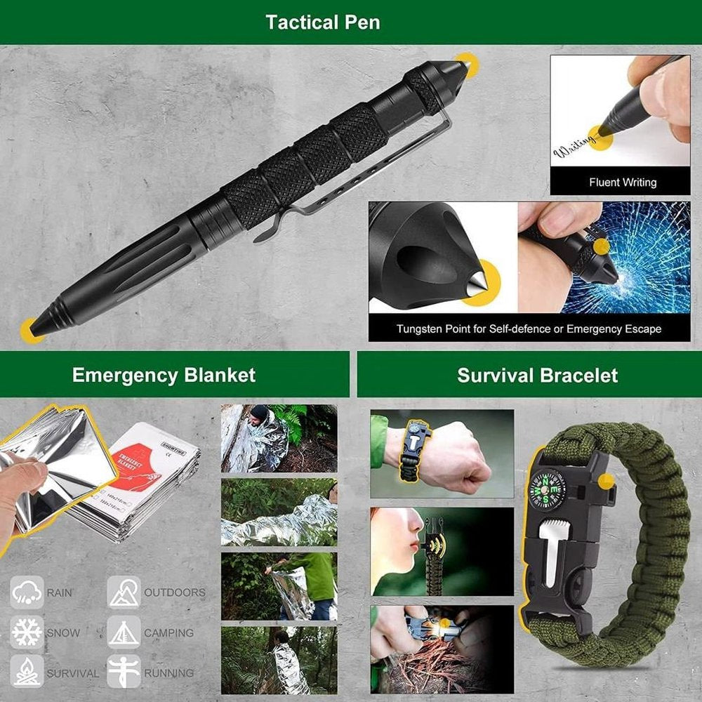 High Quality Perfect Gift Survival Gear Kit Camping Accessories 34 in 1 for Climbing Hiking